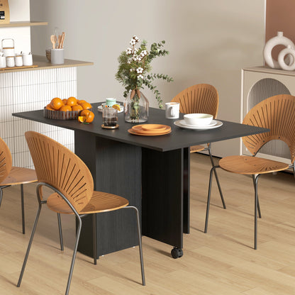 Table à manger pliante avec rangement et roulettes
