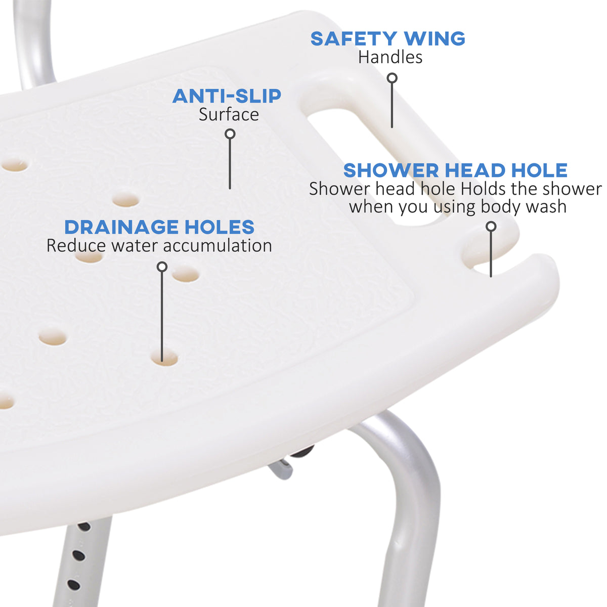 Chaise de douche réglable avec dossier