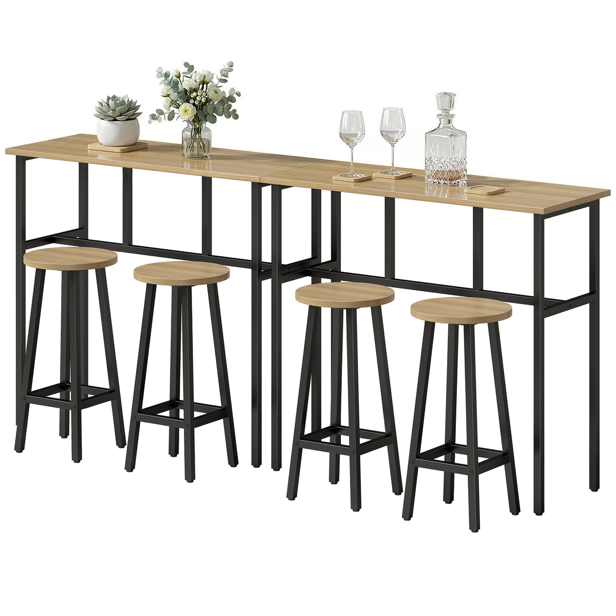 Ensemble bar 6 pièces avec 2 tables et 4 tabourets