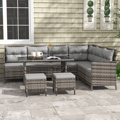 Ensemble de patio sectionnel rotin 6 pièces avec table