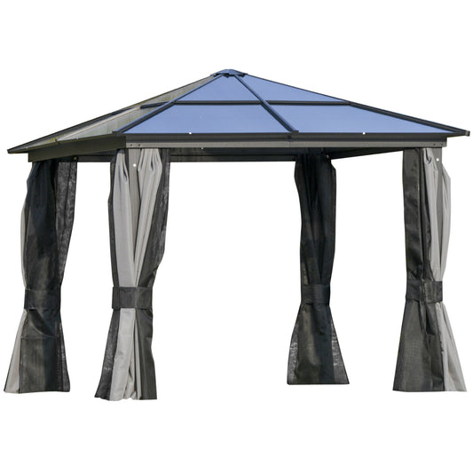 Outsunny 3x3.6m Hardtop Gazebo Polycarbonate - Brown
