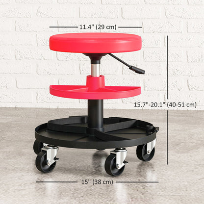 Tabouret de garage roulant à hauteur réglable avec plateaux