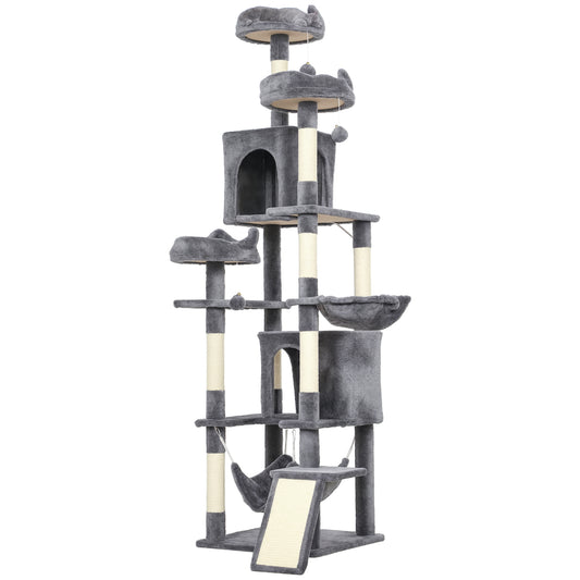 Grand Arbre à Chat 192 cm Aosom - 8 Griffoirs, 3 Lits, 2 Hamacs