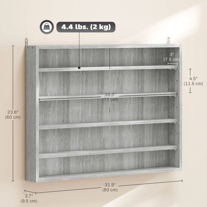 Vitrine murale 5 tablettes avec 2 portes en verre