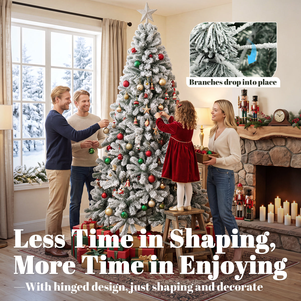 Arbre de Noël artificiel floqué de neige 183 cm