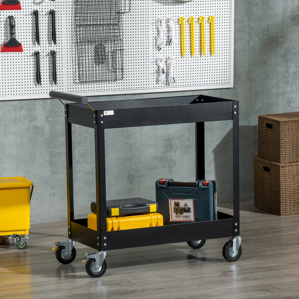Chariot d'outils roulant de service à 2 tablettes