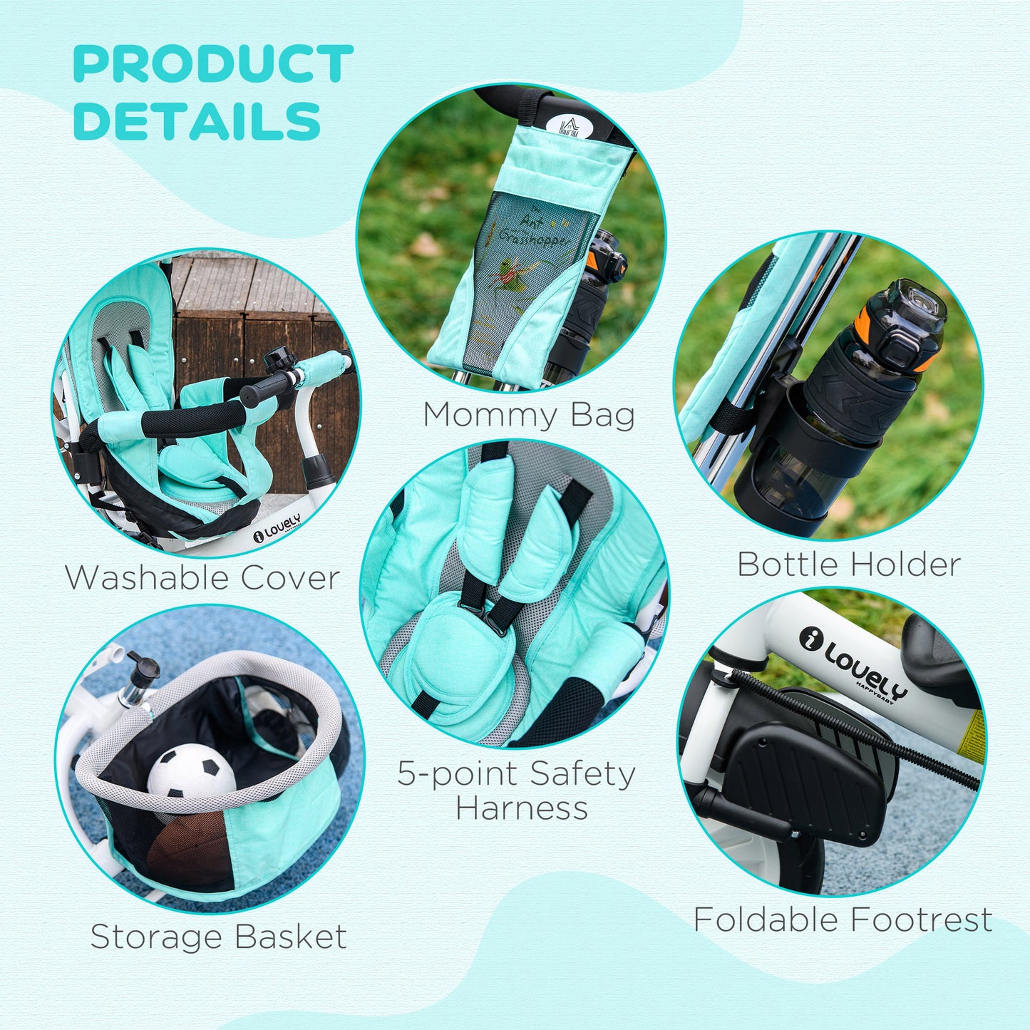 Tricycle évolutif 6 en 1 pour tout-petits 1-5 ans