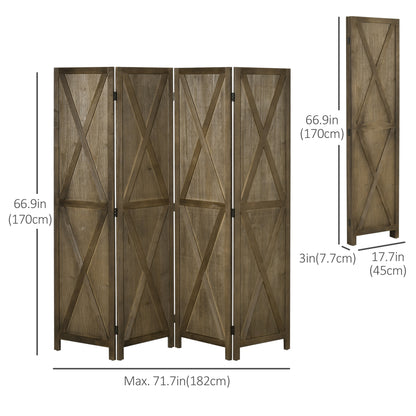 Paravent pliable 4 panneaux style fermette