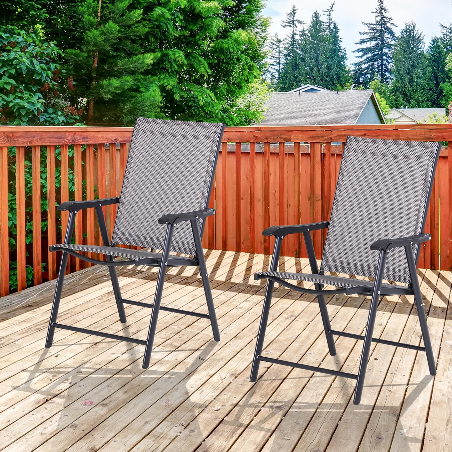 Chaises pliantes de patio avec accoudoirs lot de 2