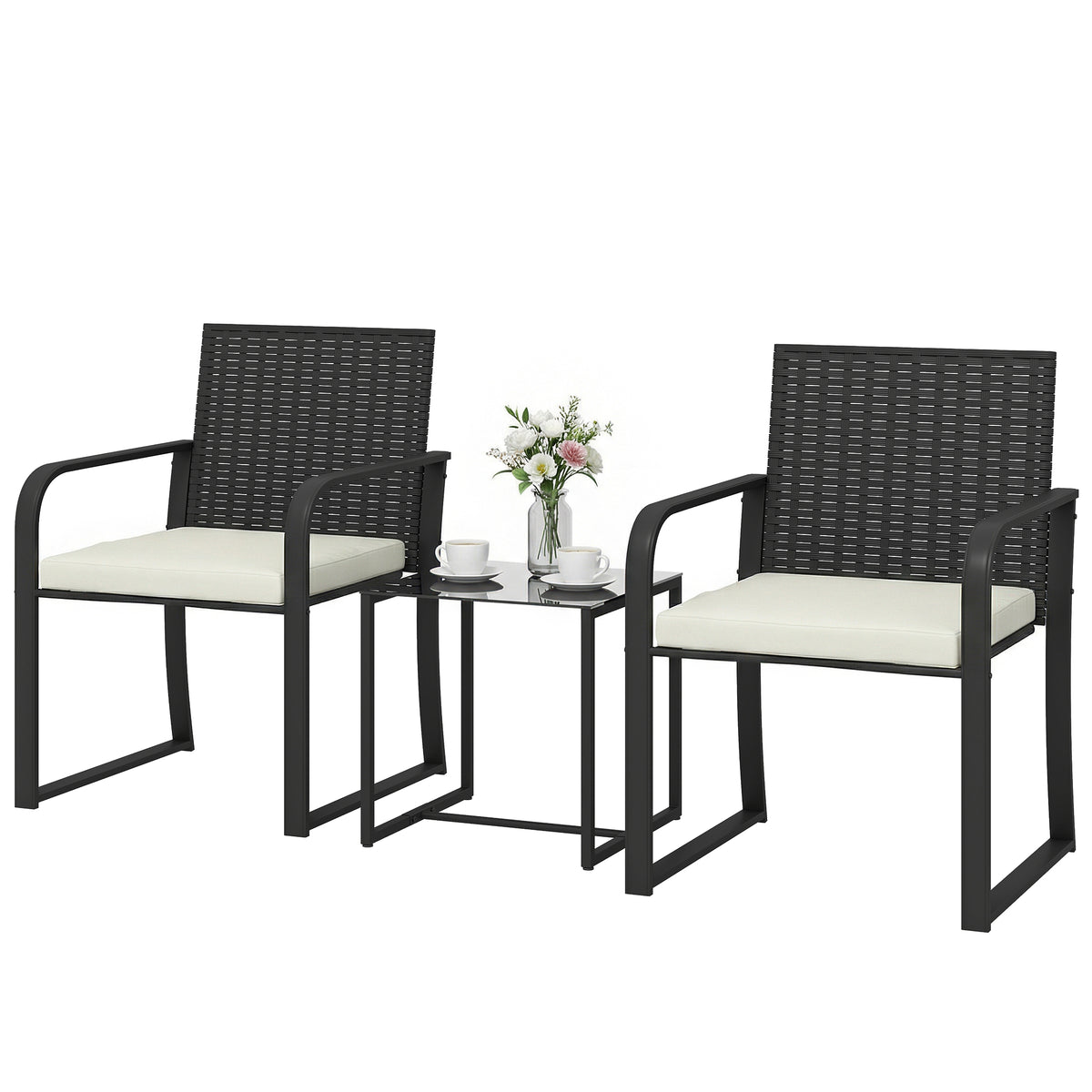 Ensemble bistro 3 pièces avec coussin — noir
