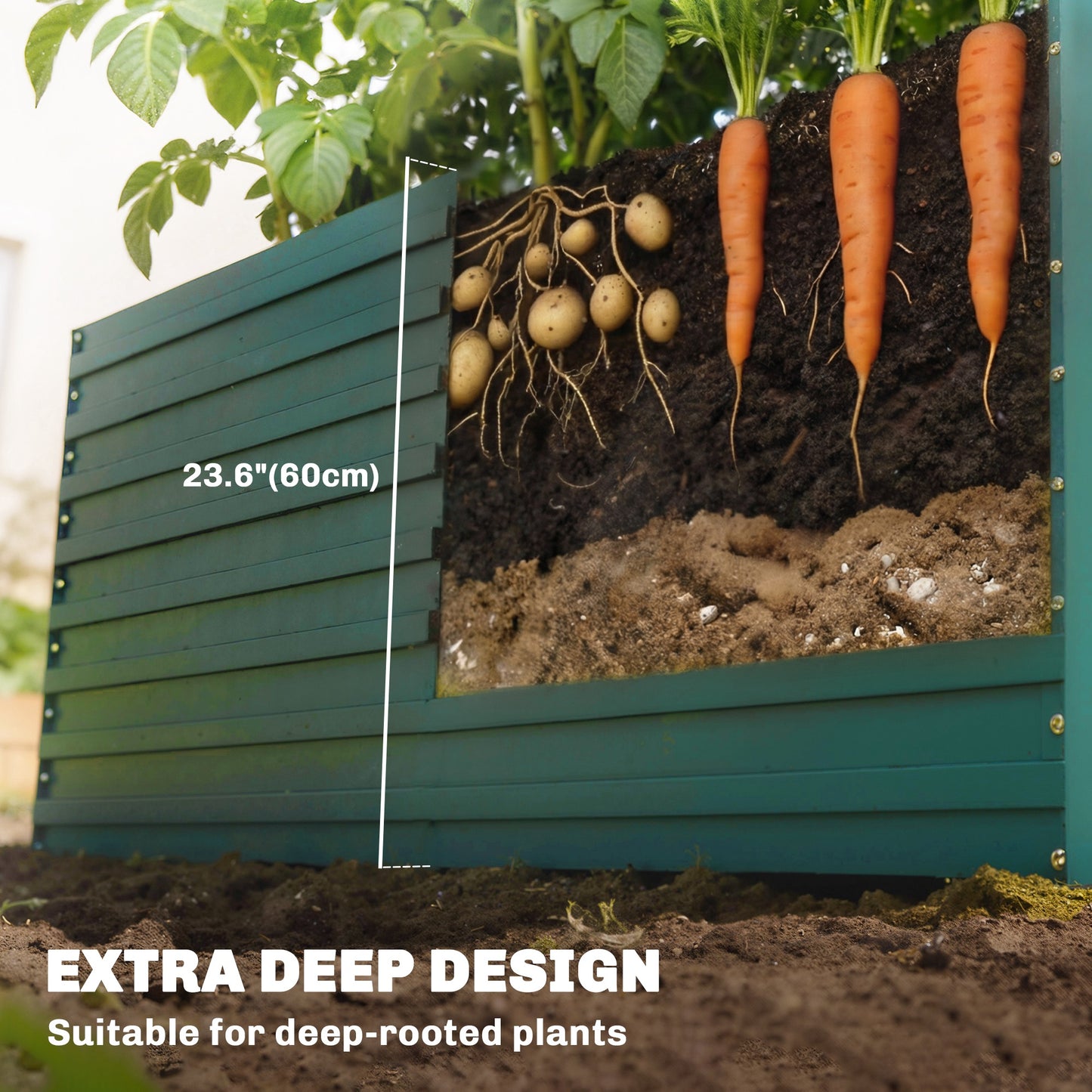 Bac jardinage surélevé galvanisé extra profond 152x91x60cm