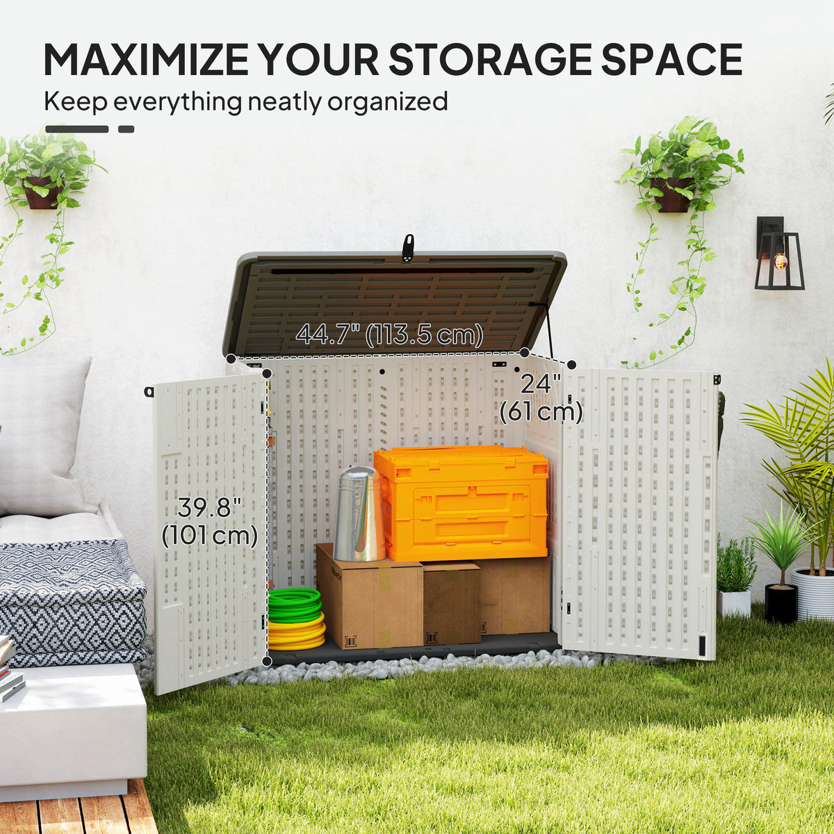 Armoire de rangement extérieur 699 L avec toit ouvrant