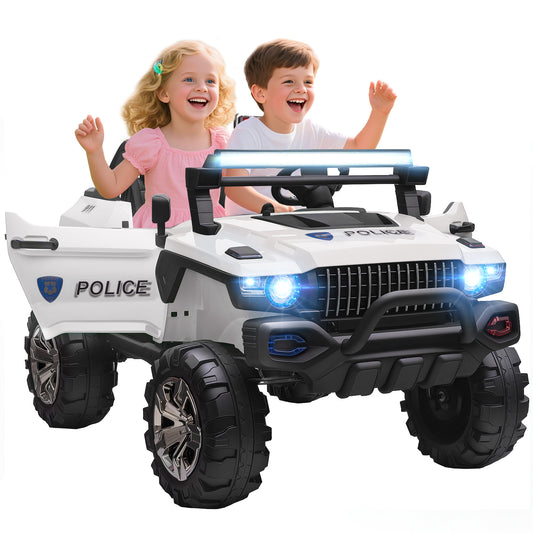 Aosom Voiture Électrique Police 12V pour 2 Enfants avec Télécommande