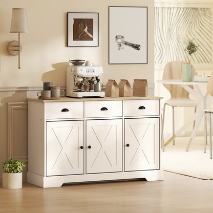 Buffet de style fermette avec portes de grange et tiroirs