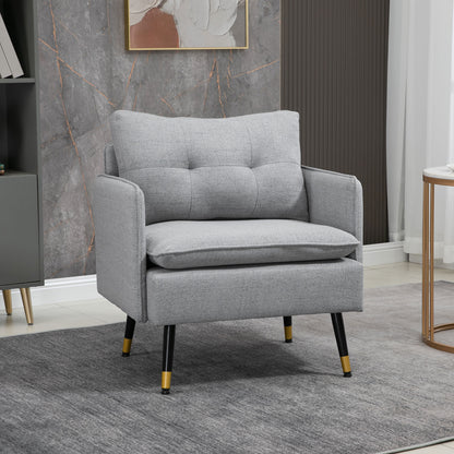 Fauteuil d'accent rembourré dossier capitonné pieds acier