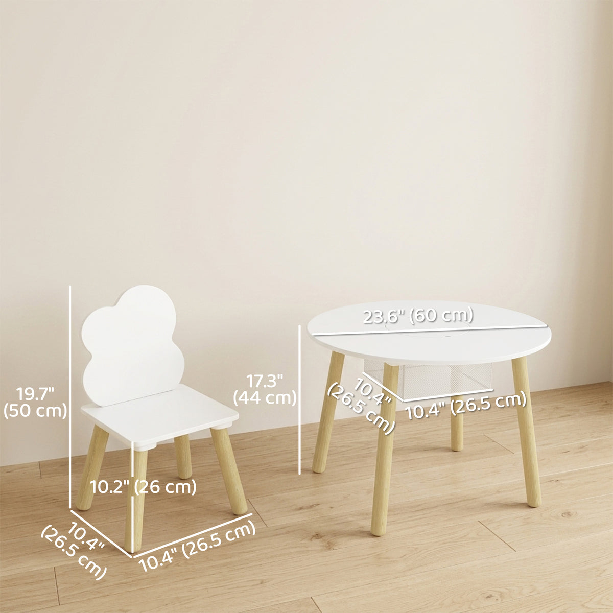 Ensemble table et chaises pour enfants nuage — Lot de 3