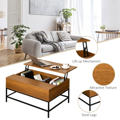 Table basse plateau relevable avec rangement caché