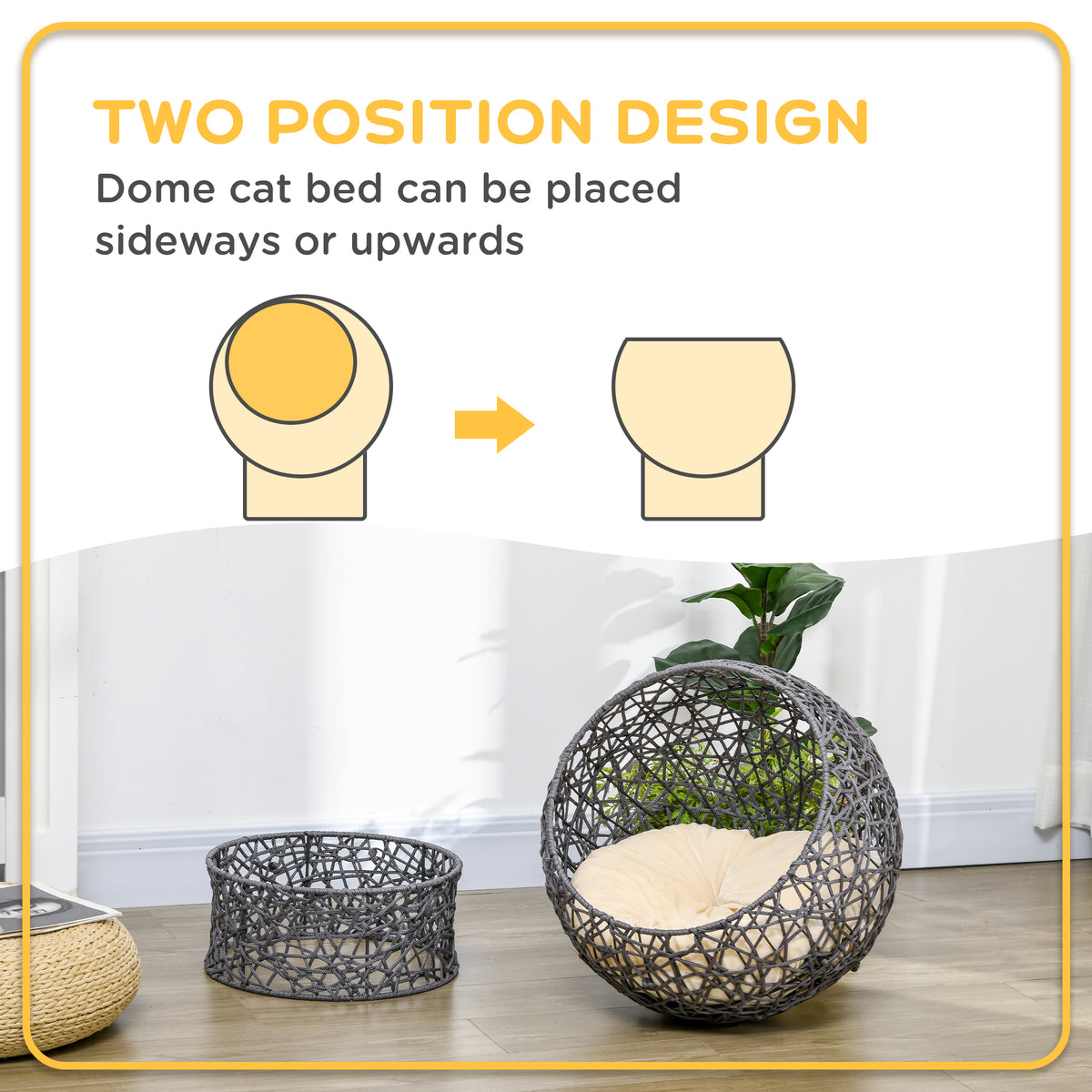 Lit pour chat en corde tissée avec coussin et support