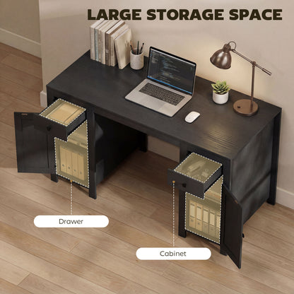 Bureau exécutif style fermette avec tiroirs et armoires