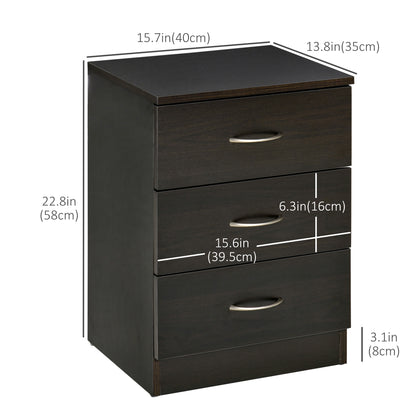 Table de chevet 3 tiroirs design moderne — ensemble de 2
