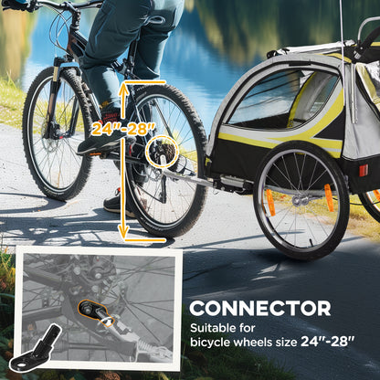 Remorque vélo double 2-en-1 avec poussette pour enfants