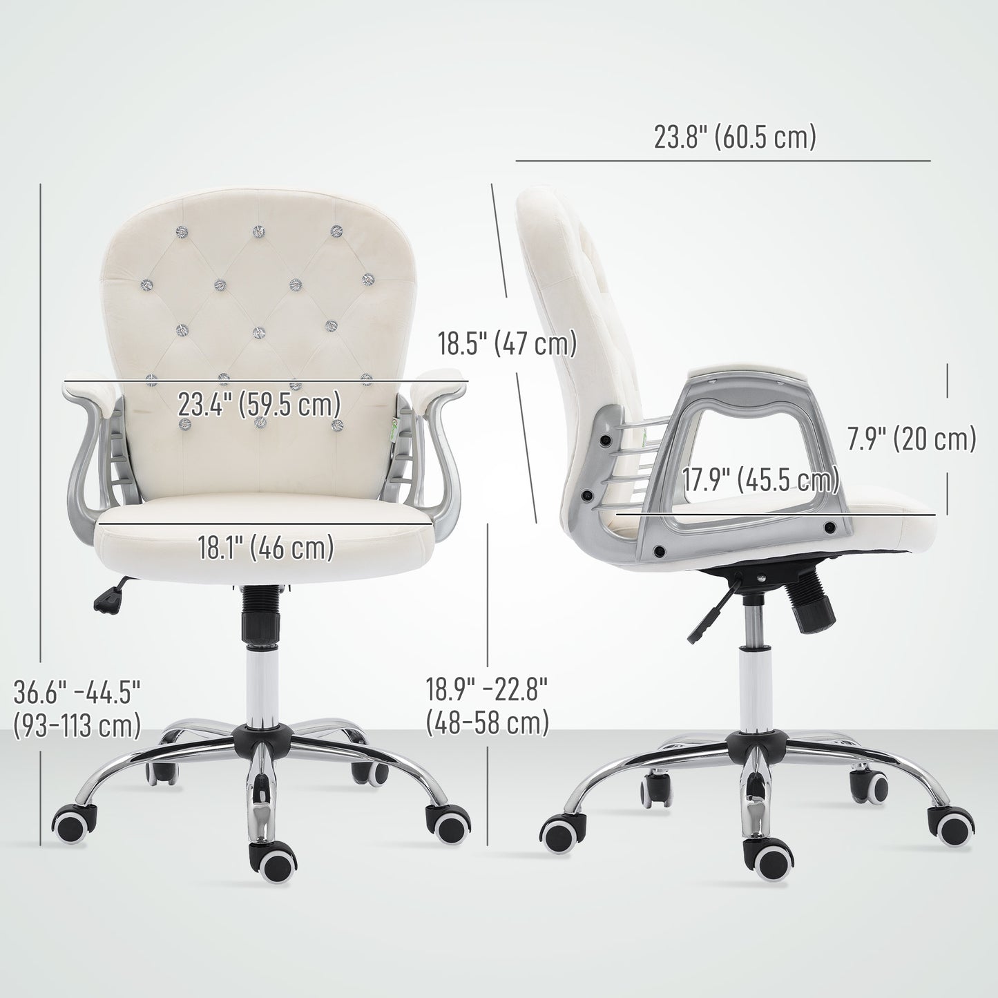 Chaise de bureau capitonnée cuir synthétique cristaux décoratifs