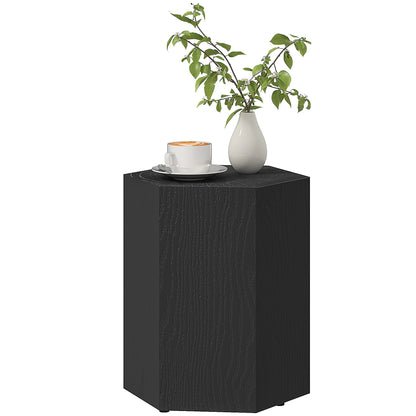 Table d'appoint hexagonale effet bois avec pieds réglables