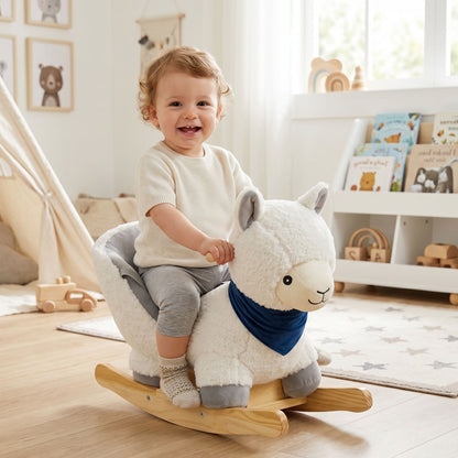 Cheval à bascule en peluche alpaga pour bébé