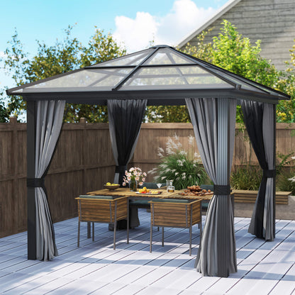 Gazebo à toit rigide polycarbonate 305 x 365 cm