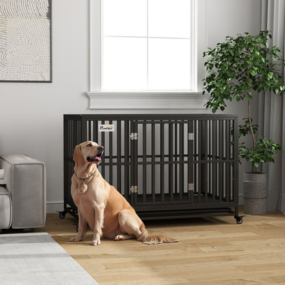 Cage pour chien en acier robuste 104 cm avec roulettes