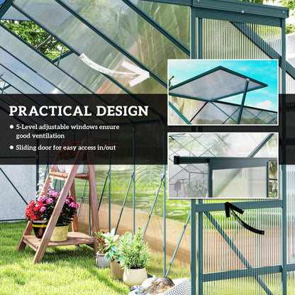 Serre de jardin polycarbonate 488 x 244 cm avec porte coulissante
