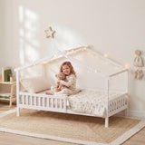 Lit enfant maison Montessori bois avec toit