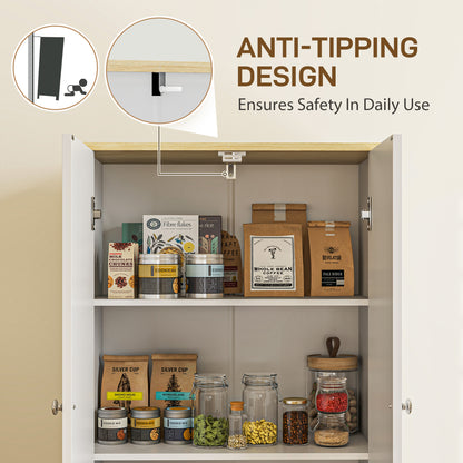 Armoire-garde-manger haute 4 portes avec tablettes ajustables