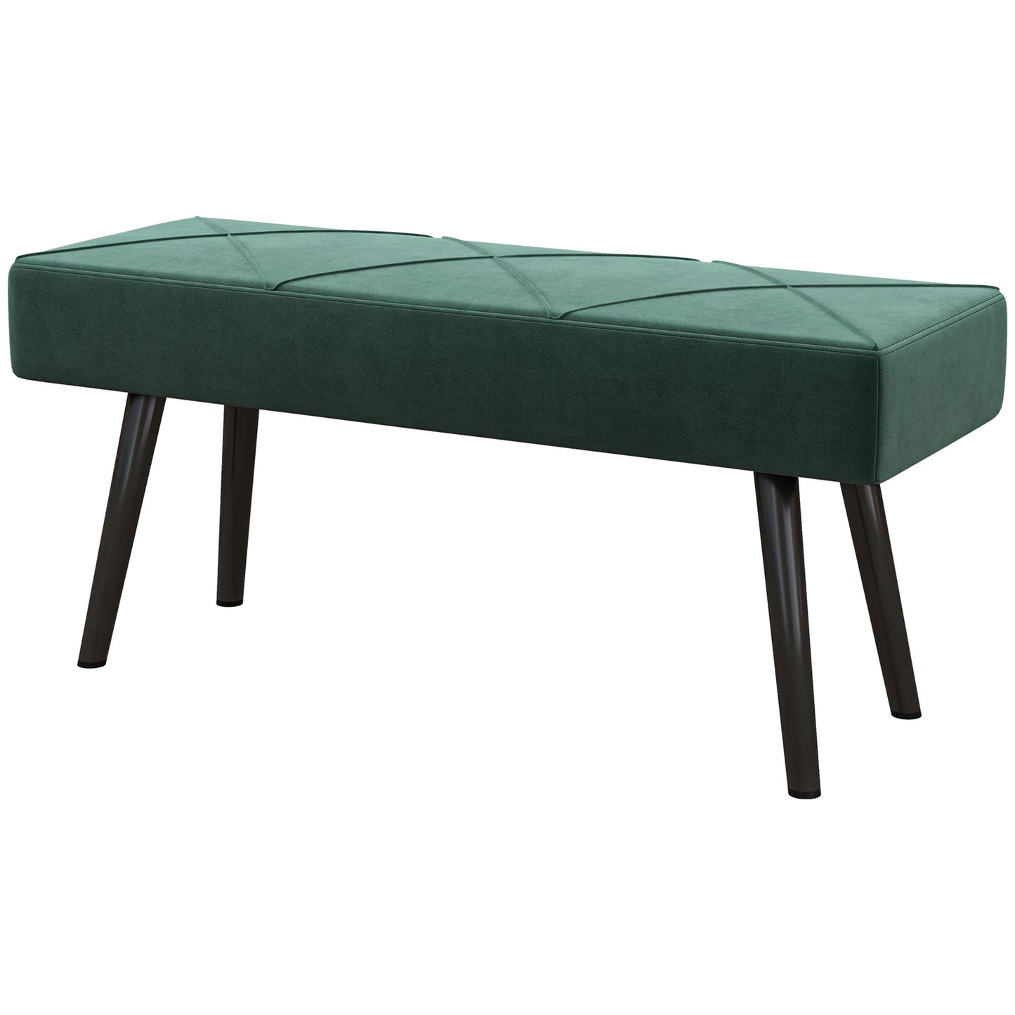 Banc de lit capitonné velours — pieds en acier