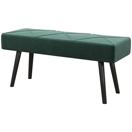 Banc de lit capitonné velours — pieds en acier