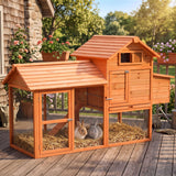Poulailler en bois avec enclos et pondoir pour poules