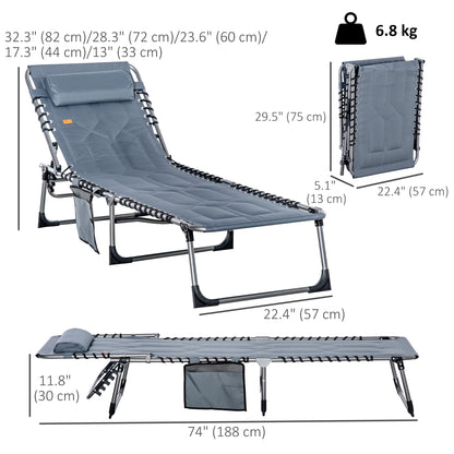 Chaise longue pliante extérieure dossier ajustable 5 positions