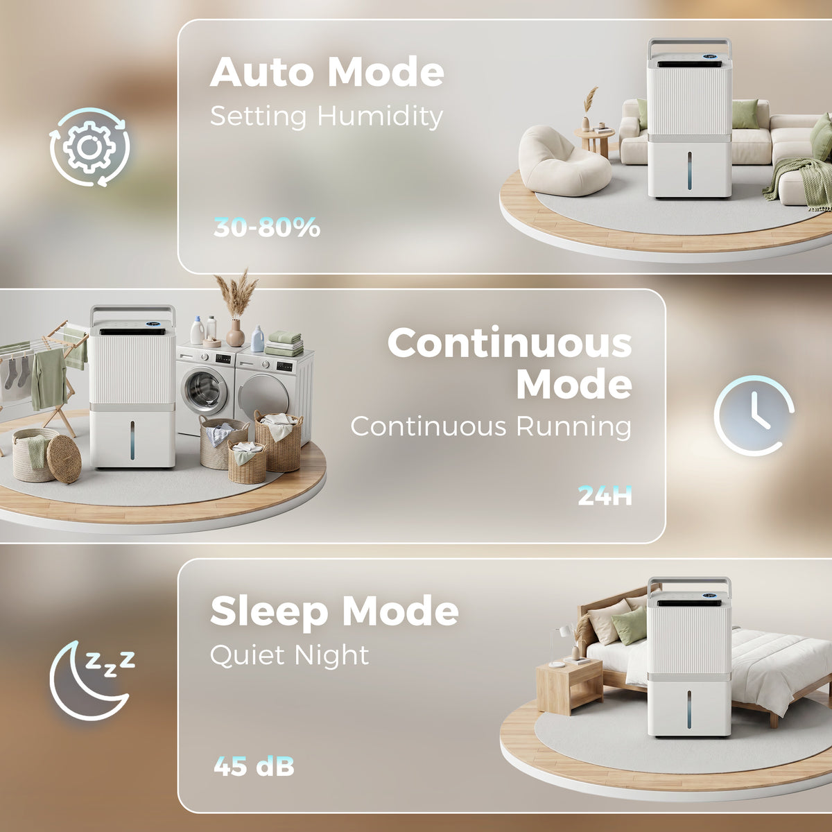 Déshumidificateur intelligent 100 pintes WiFi grande superficie