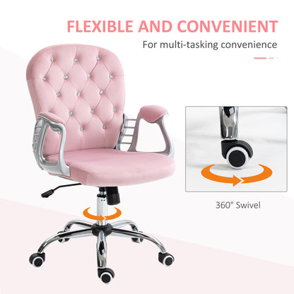 Chaise de bureau capitonnée cuir synthétique cristaux décoratifs