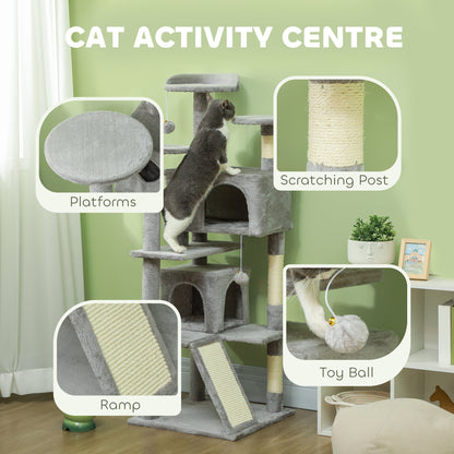 Arbre à chat multiétage avec griffoirs et condo 138 cm