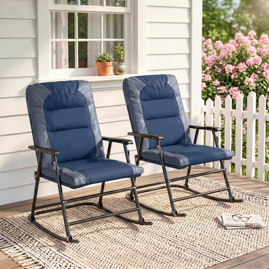 Ensemble 2 chaises berçantes rembourrées avec accoudoirs
