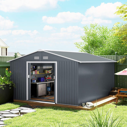 Remise de jardin en acier galvanisé avec double porte coulissante