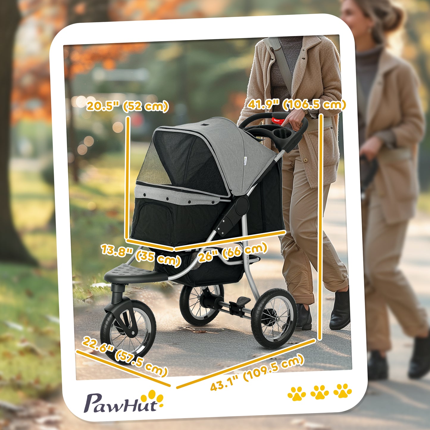 Poussette pour chiens 3 roues pliable avec auvent ajustable