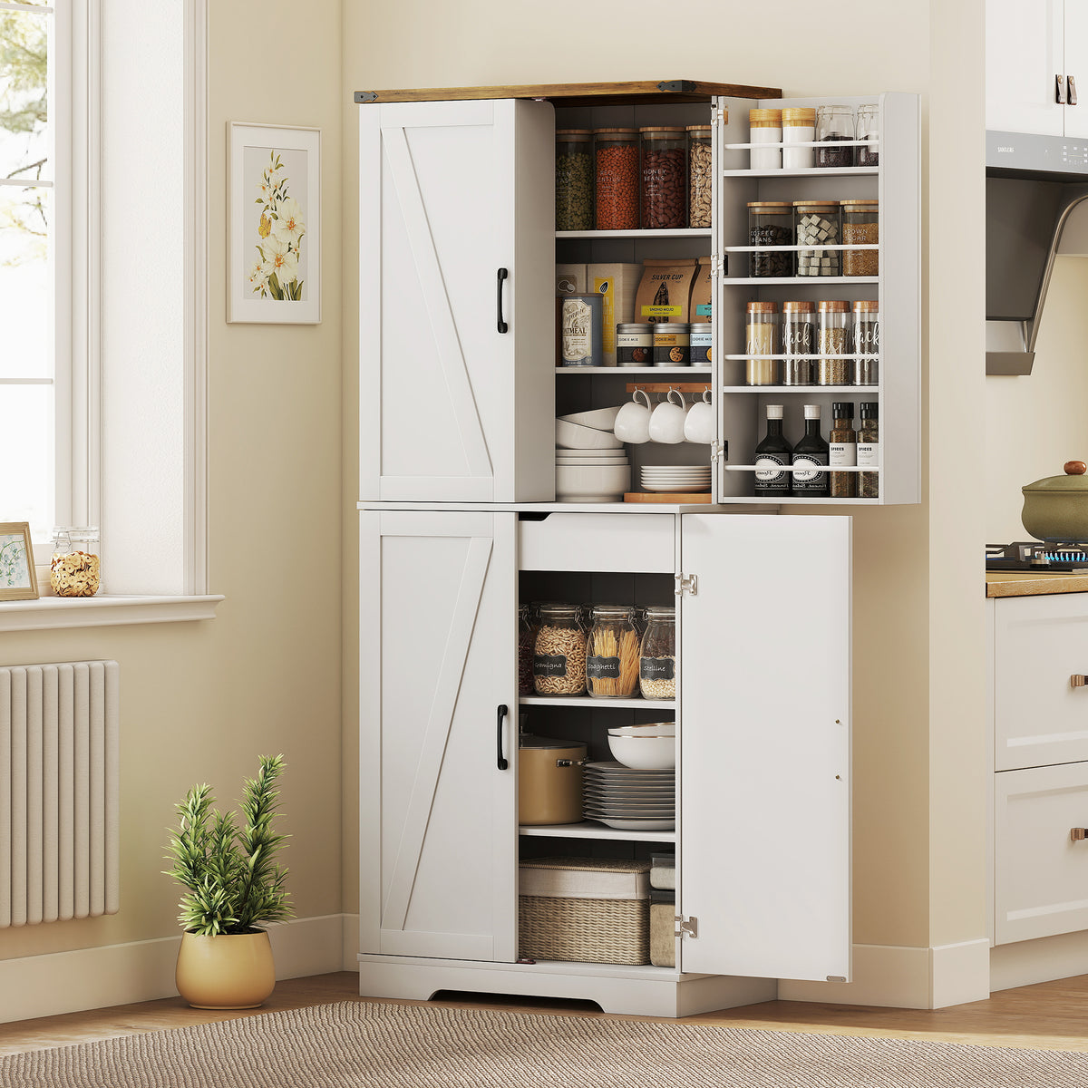 Armoire de cuisine style champêtre 182 cm