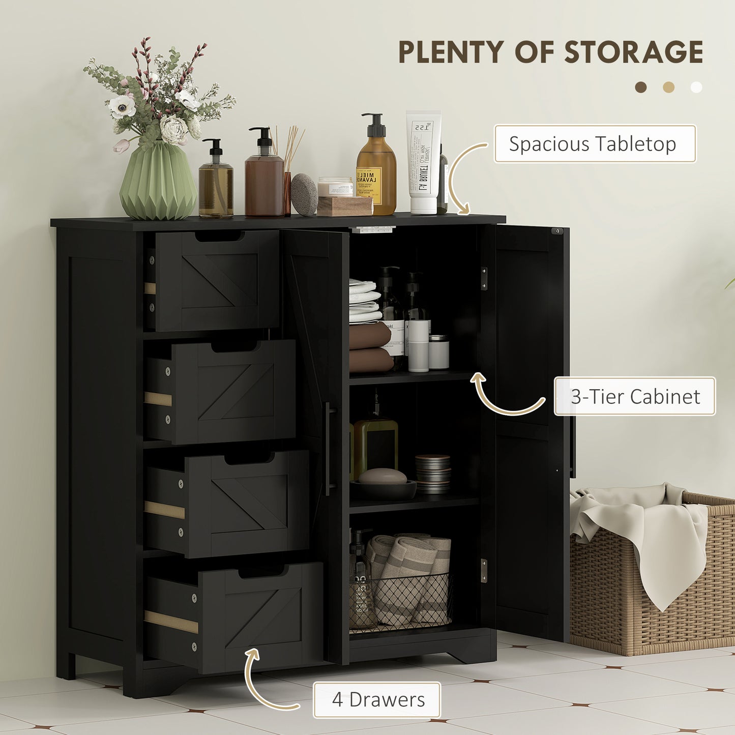 Armoire de salle de bain style fermette avec tiroirs