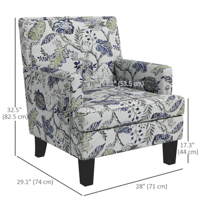 Fauteuil accent mi-siècle motif floral à clous