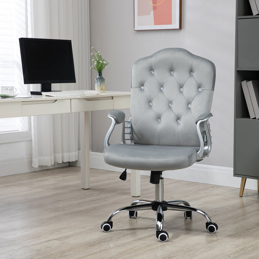 Chaise bureau velours style français boutons cristal