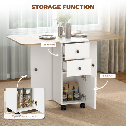 Table à manger pliante escamotable avec rangement — Roulettes