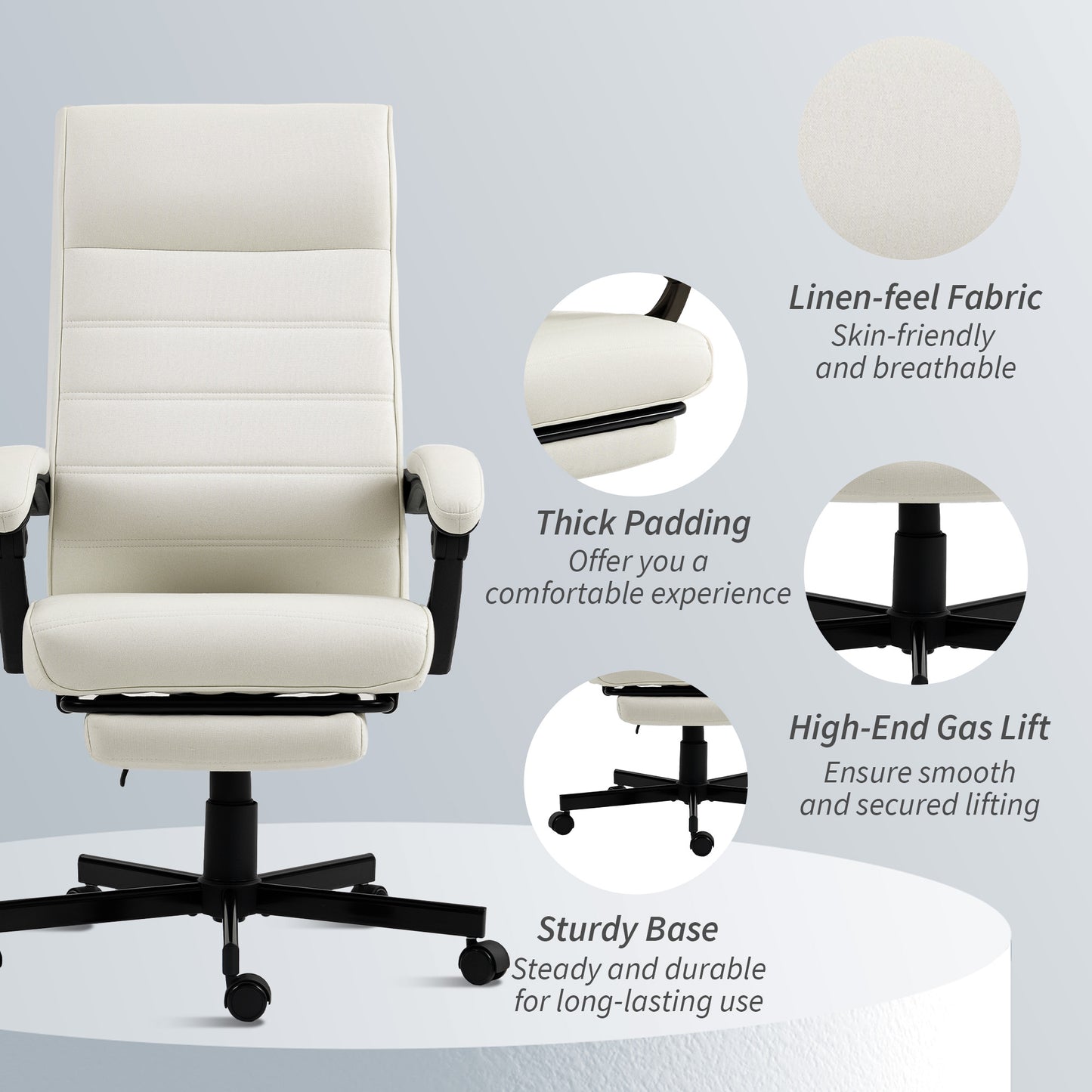 Chaise de bureau dossier haut inclinable avec repose-pieds