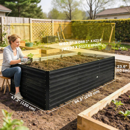Bac de jardinage surélevé galvanisé extra profond 240x120x60cm